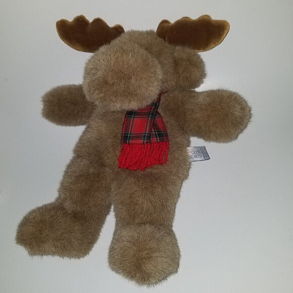 VTG Chosun Just Friends 1996 Brown Moose Plush 15" Reindeer Red Scarf - Picture 2 of 6